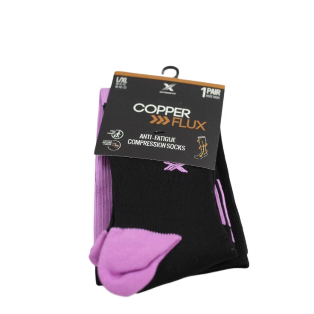 Copper Flux Purple Black Unisex Anti Fatigue Compression Socks L/XL 007